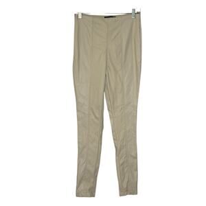 PrettyLittleThing cream faux leather pants size 4